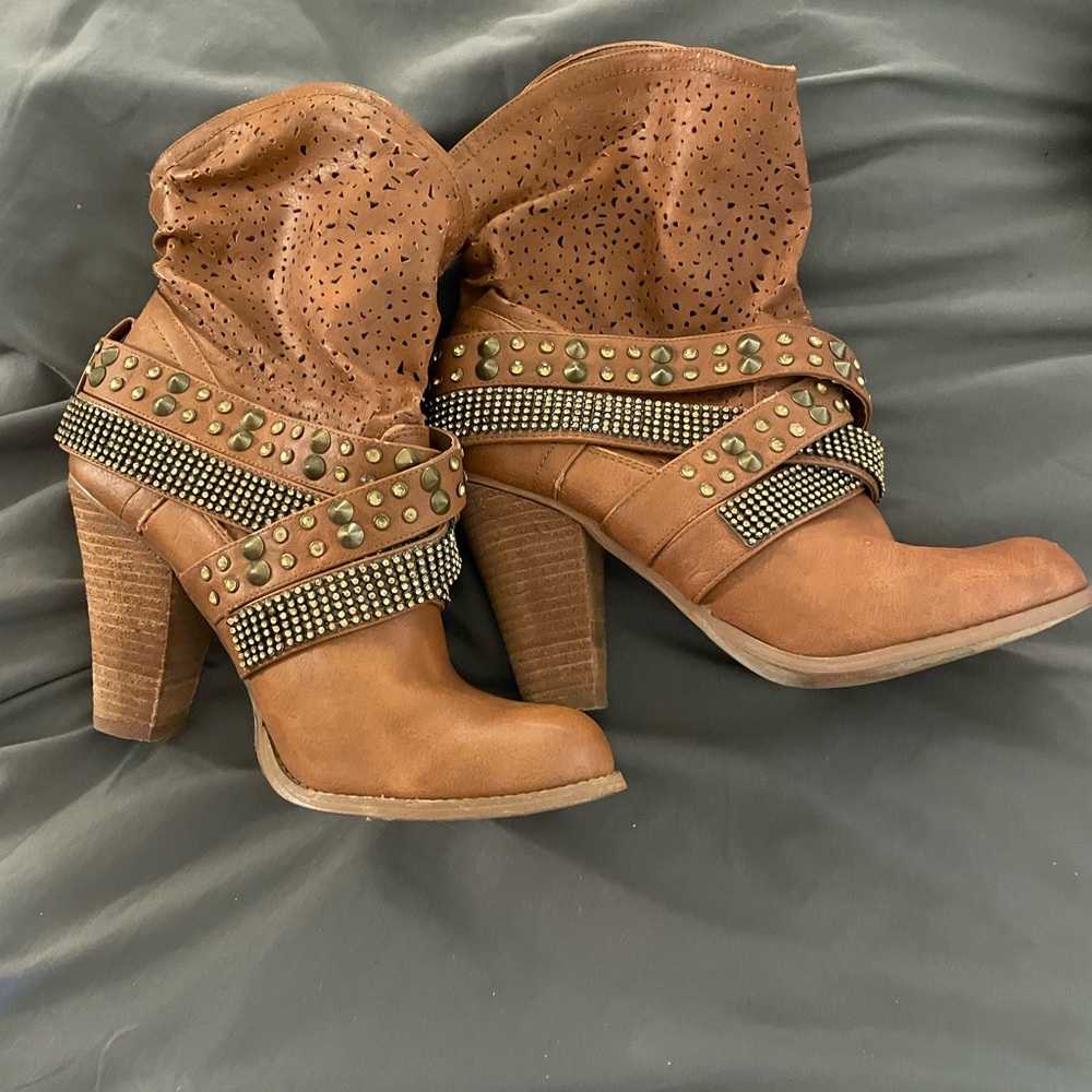 Studded Brown Ankle Boots
